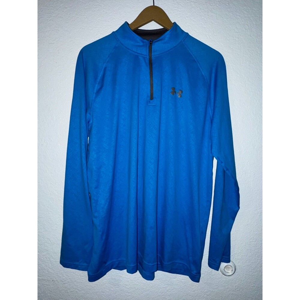 Under Armour HeatGear 1/4 Zip Pullover Mens LARGE Blue Long Sleeve 1303257